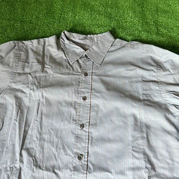 Fuse Roll-Up Sleeve Button Up Striped Gray Lightweight Casual Shirt Tall Size XL - Picture 5 of 12